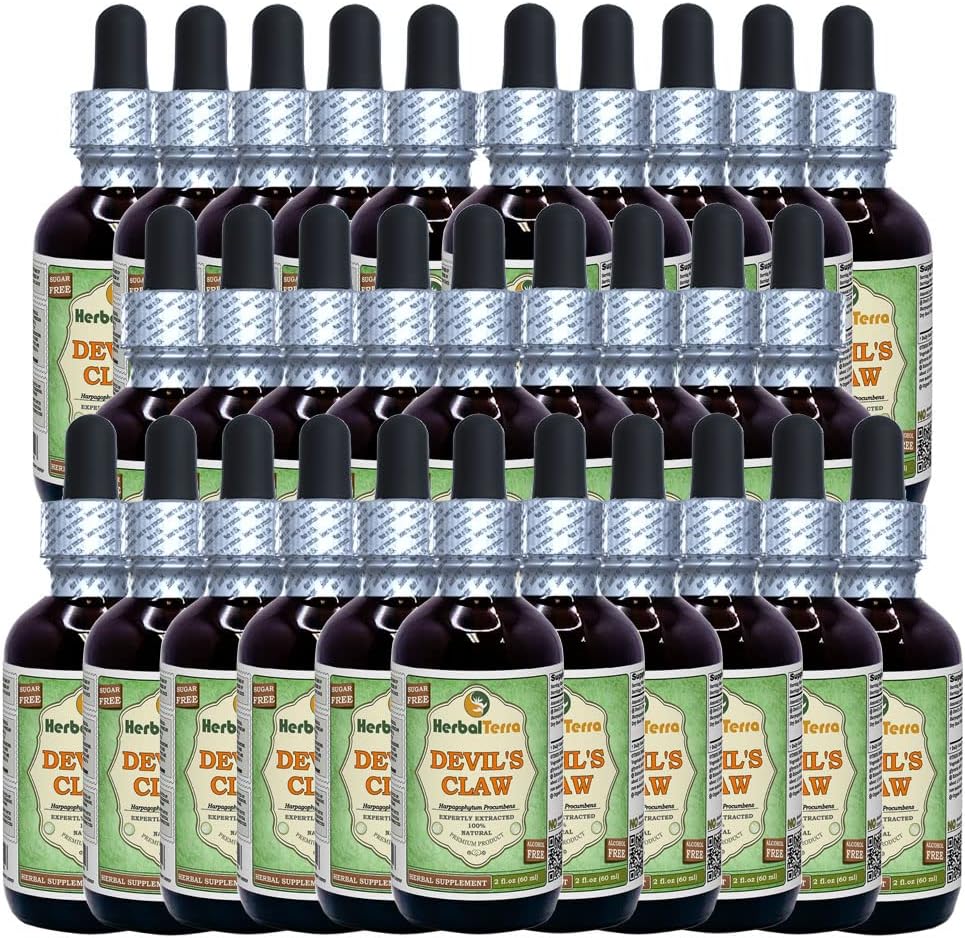 Devil 's Claw (Harpagophytum Procumbens) Glycerit, Organic Sured Root Alcohol- Free Liquid Extract (Značka: HerbalTerra, Proroudly Made in USA) 30x2 fl.oz (30x60 ml)
