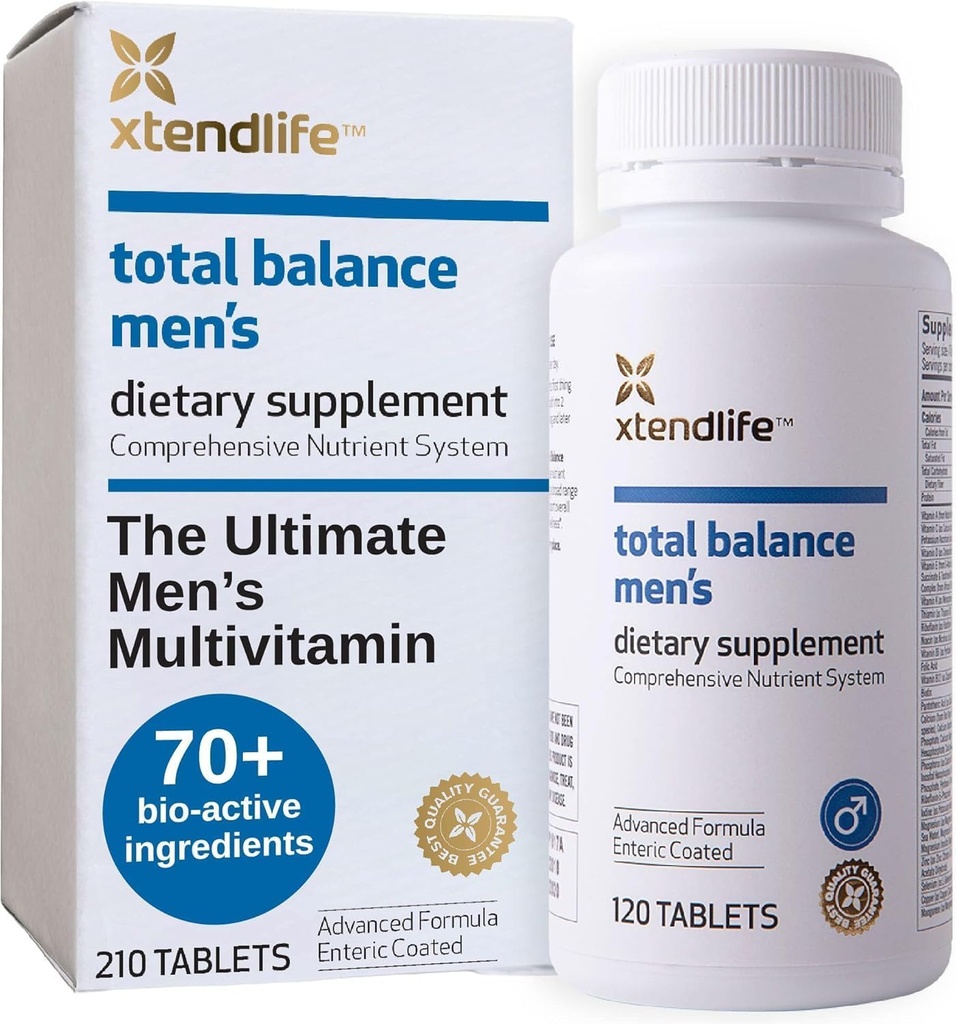 Xtendlife Total Balance Men 's Multivitamin for Immunication, Heart, Digestive & Cellular Health - Denní podpora - 70 + Nutricents & Minerals - 30 Day Supply