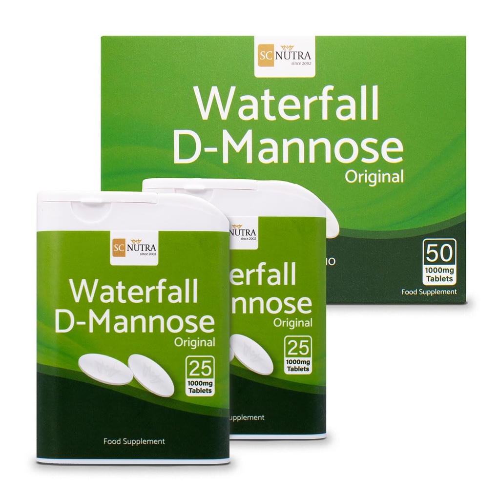 D- Mannose Tablets 1000mg - Waterfall D- Mannose získávané přirozeně z Birch - 50 tablet - SC Nutra (sladké léky)