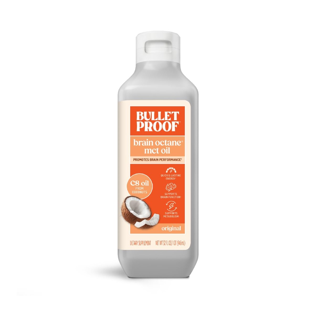 Neprůstřelný mozek Octan C8 MCT Oil, 32 Ounces, Keto dodatek pro trvalou energii a méně chutě