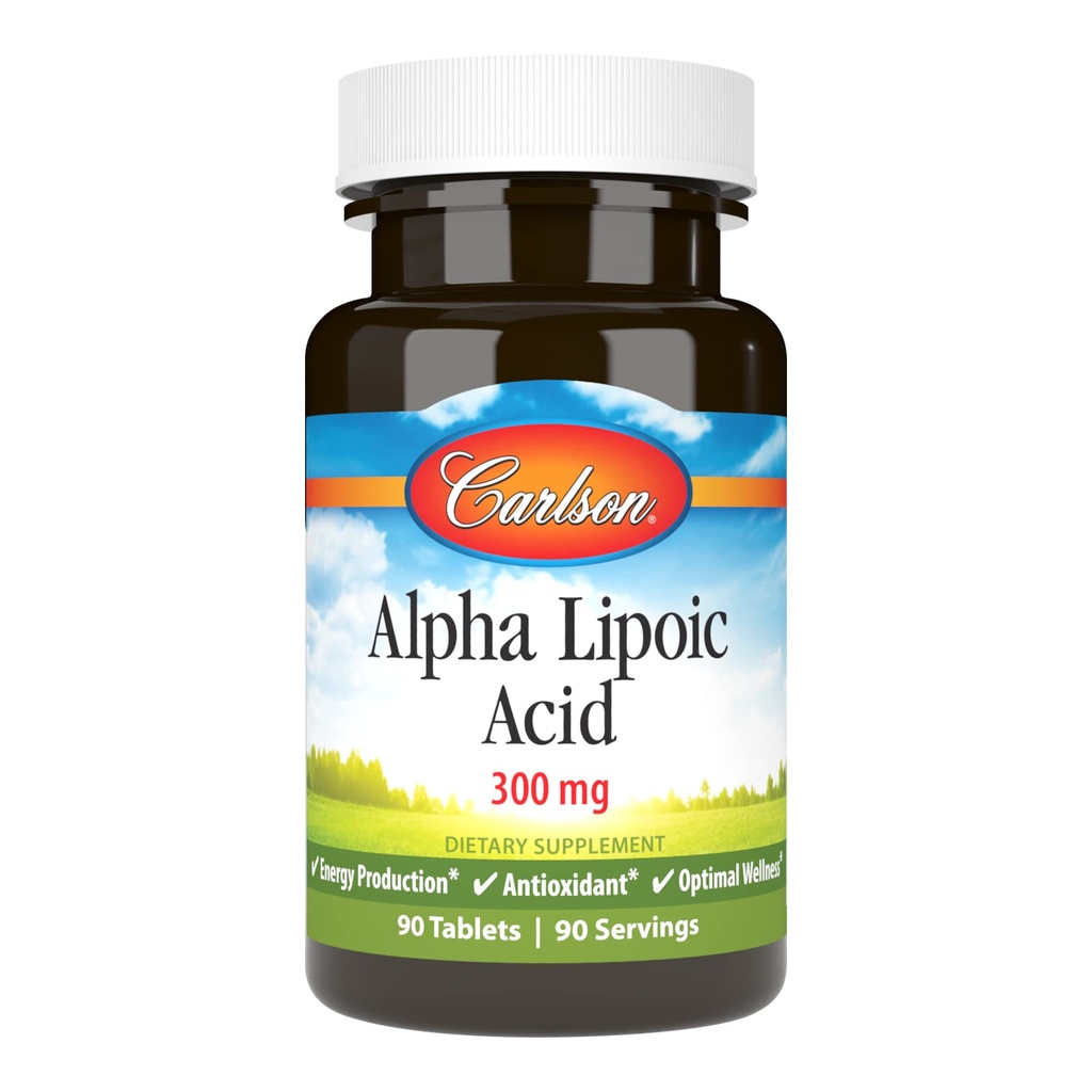 Carlson - alfa kyselina lipoová, 300 mg, Promotes Energy Production, 90 tablet