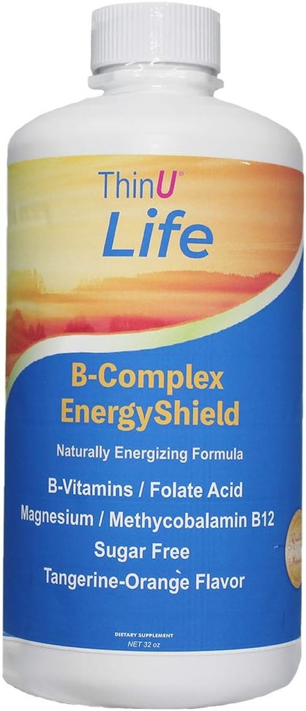EnergyShield Liquid B-Vitamin Complex, 32 oz, All B Vitamíny Potřebujete, Anti- Stres, Imunita, Imunitní systém Podpora, Energie, Folát, Niacin, Krevní podpora