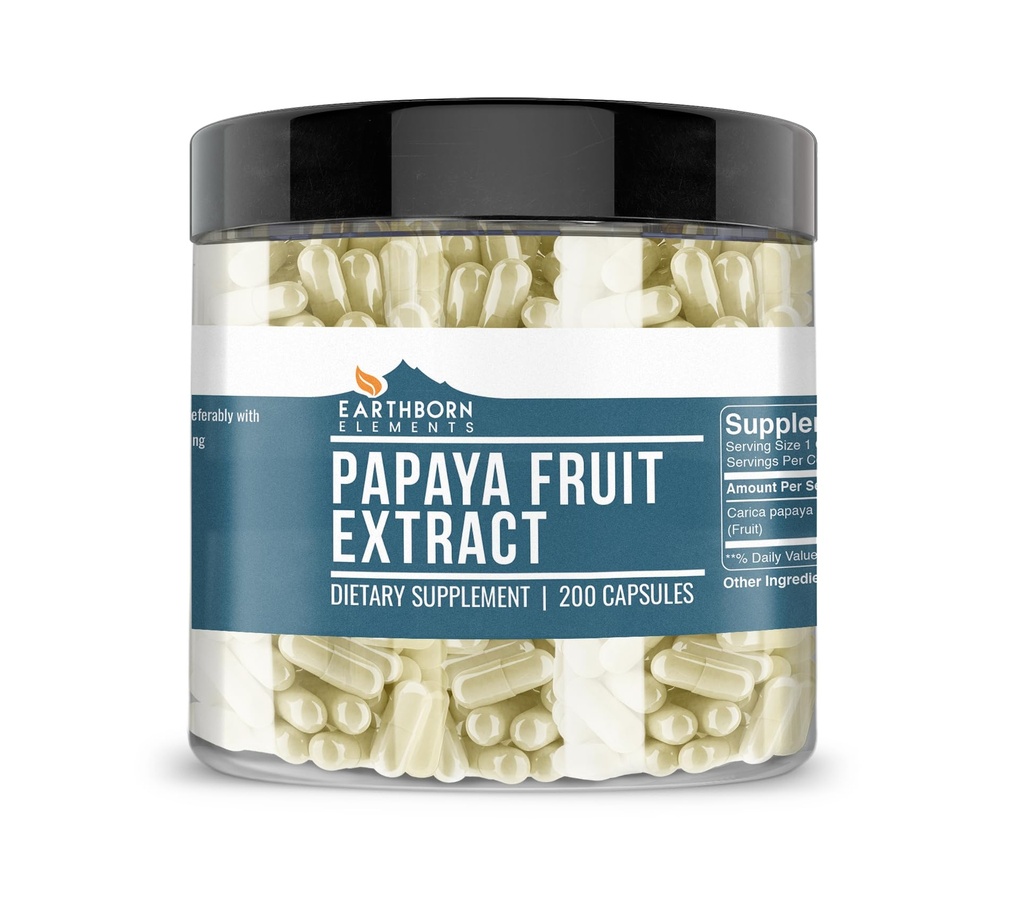 Elements Papaya Fruit Extract 200 Kapsle, Čisté a neředěné, Žádné přísady