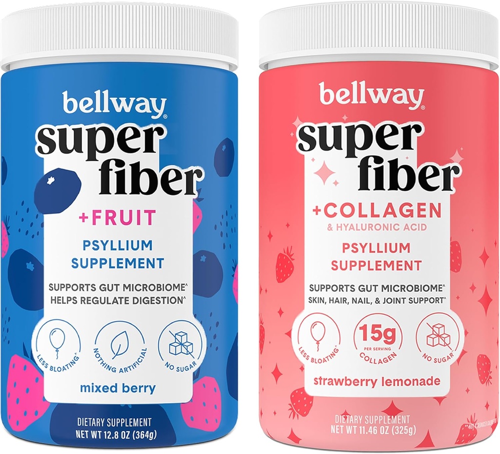 Bellway Super Fiber Powder + Ovoce, Smíšené Berry Super Fiber Powder + Kolagen, Jahodová citronáda