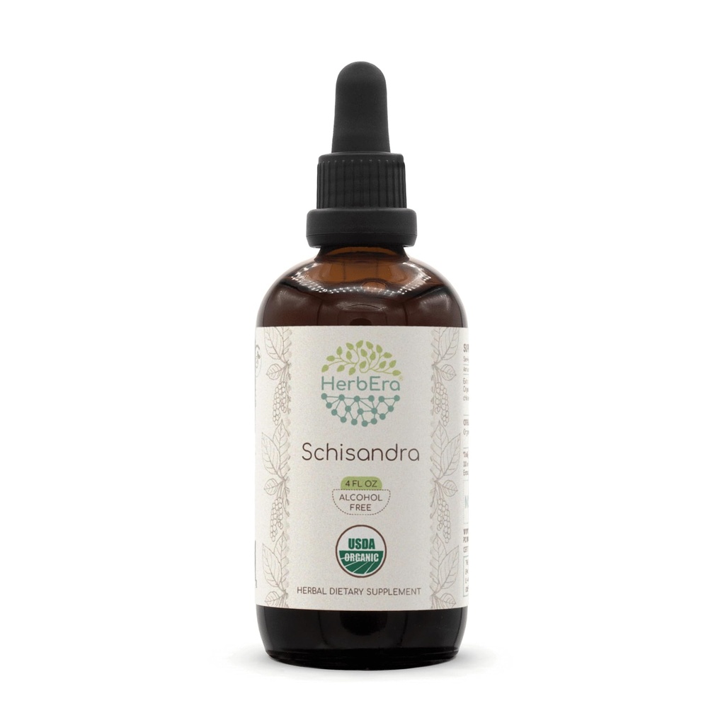 HerbEra Schisandra B120 USDA Organic Tincture CLAS124; Alkoholo- Free Extract, High- Potency Bylinné kapky, Tekutý dodatek CLAS124; Certified Organic Schisandra (Schisandra Chinensis) Sušený Berry (4 oz)