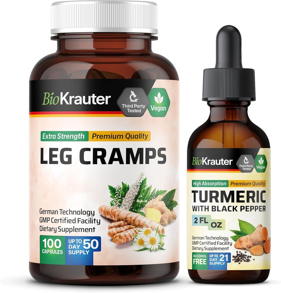 Leg Cramps 100 Kapsle & Turmerická tinktura 2 Fl. Oz.