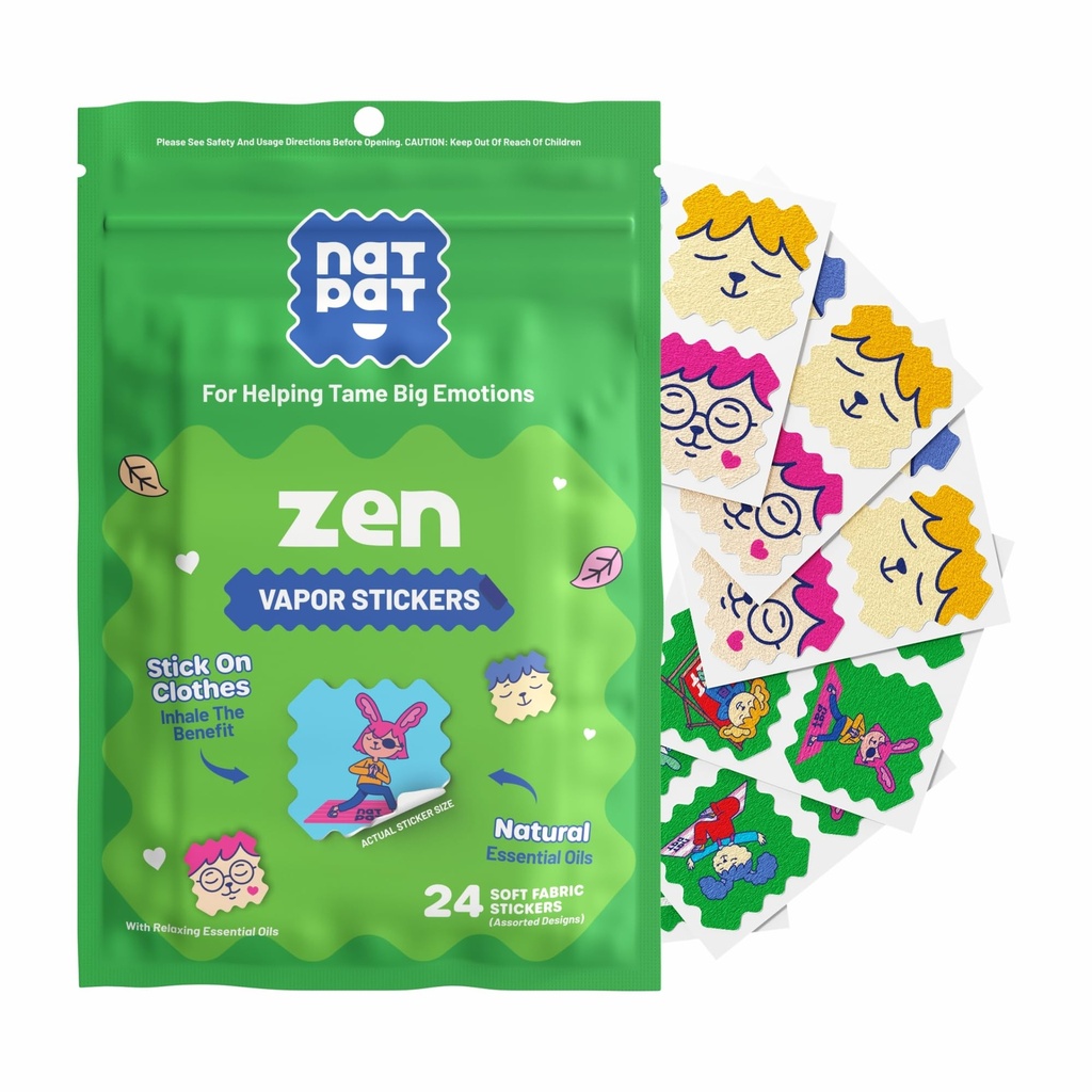 NATPAT Zen Patch Mood Calming Nálepky pro děti a dospělé - Chemical and Drug Free, Mood Support for Relaxation, Calm and Emotion Regulation - BuzzPatch Natural Patch (24 Pack)