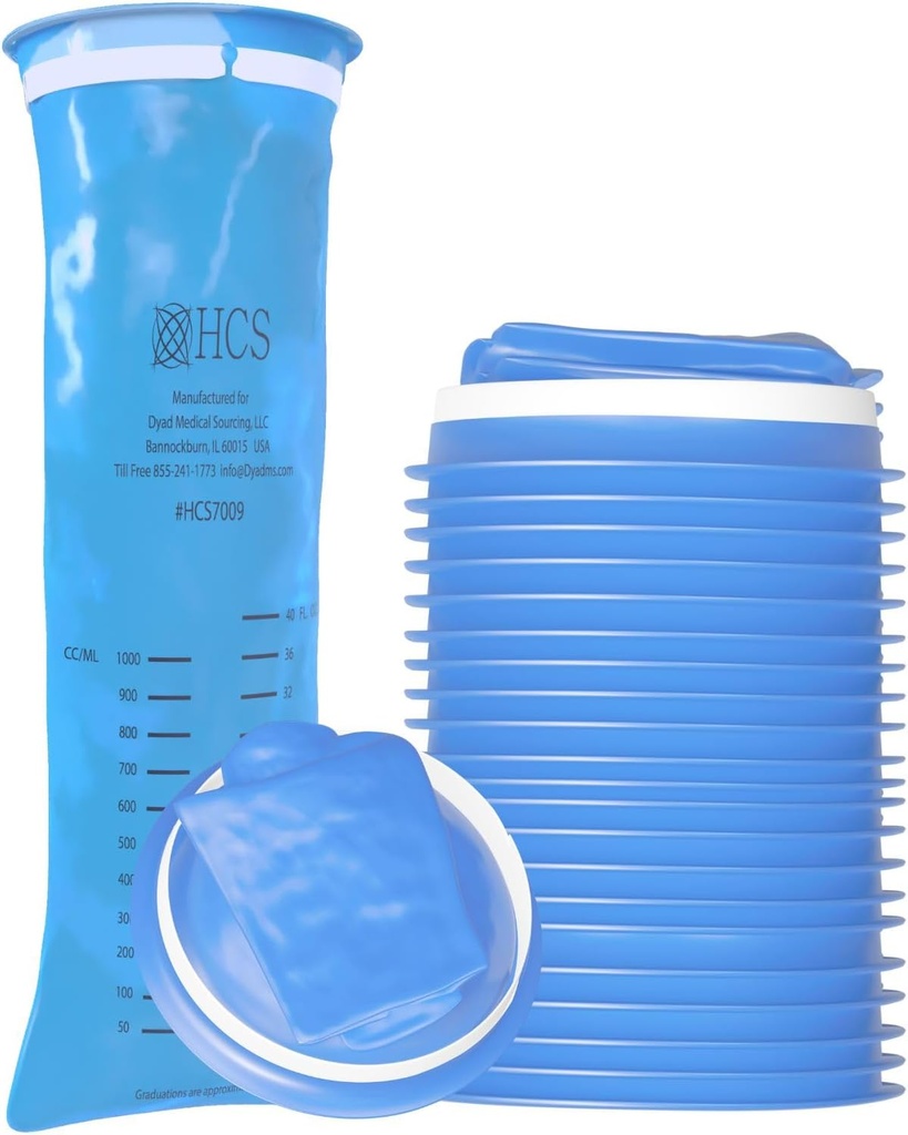 HCS Emesis sáčky Disposible - Premium, Hospital Grade, Dospělí a děti - Vomit sáčky Disposible pro auto, Cestování, Domácí použití - Vyhodit, Barf, Puke - 24, Strong (40 fl oz)
