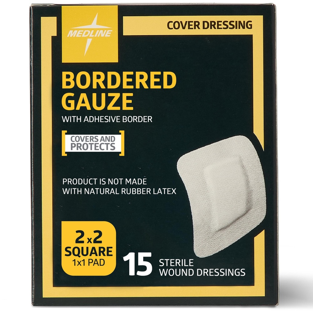 Medline ohraničená gáza, 2 "x 2" Adhesive Island Wound Dressing, Sterilní, 15 Počet