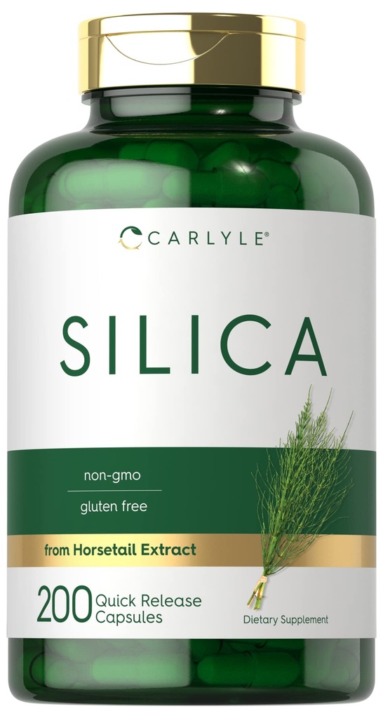 Carlyle Silica dodatek Kapsle 124; 200 Počet 124; z Horsetail Extract 124; Non- GMO & Gluten zdarma