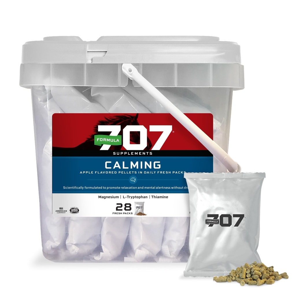 Vzorec 707 Vyrovnávací dodatek pro koňovité, Denní čerstvé balíčky - Úzká úleva a zvýšený důraz na koně - L- Tryptofan, Thiamin & Magnesium
