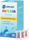 OMOGS Dětské DHA Blueberry Ochucené gumy, s Lutein, Omega33 & Vitamin C Řasy DHA, pro oční zdraví, Brain Health & Zdravá imunita, Gluten Free, Vegan, 60 Gumy.