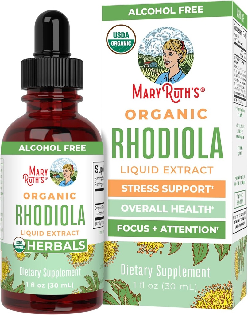 Rhodiola Rosea dodatek od MaryRuth je 124; USDA Organic Herbal Extract 124; Nootropní 124; Focus Supplement 124; Non- GMO 124; 30 Servings
