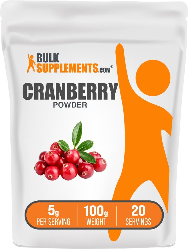 BulkSupplements.com Cranberry Powder - Cranberry doplňky pro ženy a muže, Air Sured Cranberry - Neslazené & gluten zdarma, 5g per Serving, 100g (3.5 oz) (Balení po 1)