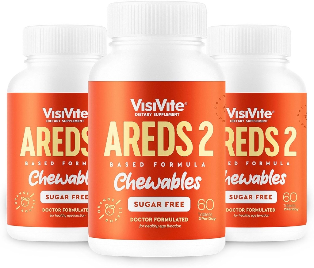 AREDS 2 Sugar- Free Eye Vitamins - Alternativa k Lutein Gummies for Eye - Lutein for Eye Health - Premium Sugar- Free Eye Vitamins - (Žvýkací tablety) Balení po 3 ks