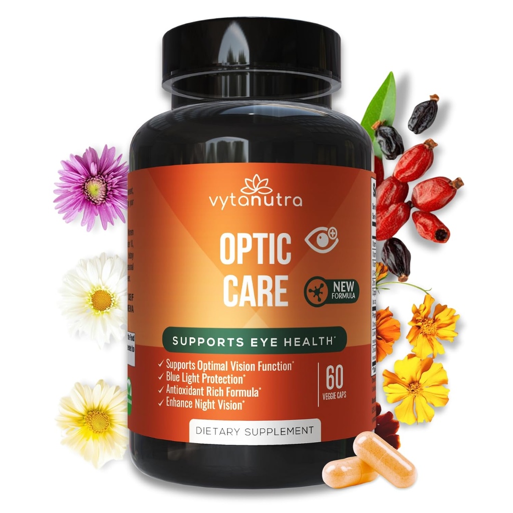 Vitaminy optického oka péče - Lutein, Zeaxanthin, Vitaminy A C E, Zink, Měď - Antioxidant & Mikronutrient Formule s Chrysanthemum & Goji Berry pro podporu vizí a úlevu od očního kmene - 60 Kapsle