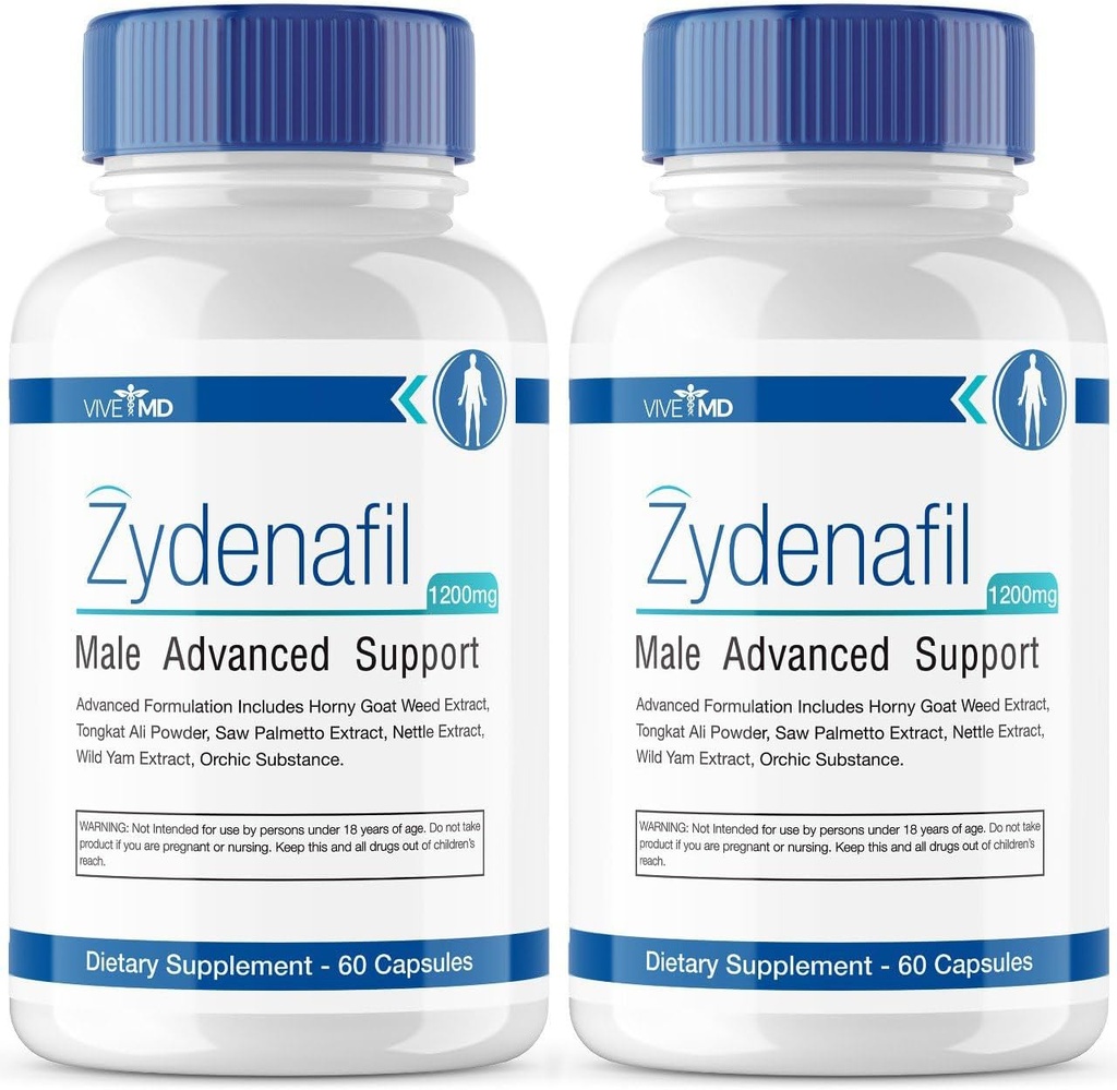 VIVE MD Zydenafil pilulky pro muže pokročilé Formule - Zydenafil Mužské pilulky - Zydenafil 1200mg pro maximální sílu s Tongkat Ali, Saw Palmetto, Horny Goat Weed Recenze (2 Pack)