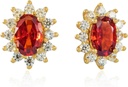 14K Žluté zlato pokovené 925 Sterling Silver Red Cubic Zirconia Náušnice pro ženy