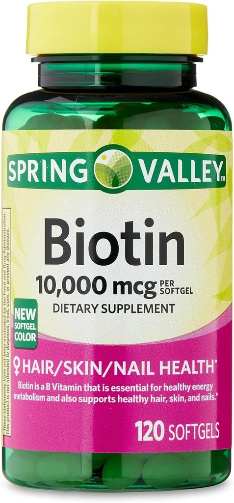 ikj Biotin vlasy / kůže / hřebíky Zdraví Dietní doplněk Softgels, 10,000 mcg, 120 Počet