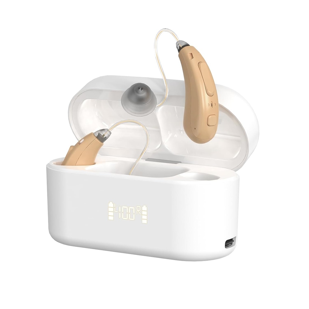 Sluchové pomůcky pro seniory, Dobíjecí 16kanálová OTC naslouchací pomůcka pro dospělé ztráty sluchu, Sluchové pomůcky s předstihem proti hluku, Superior Sound Quality, Automatické zapnutí / vypnutí