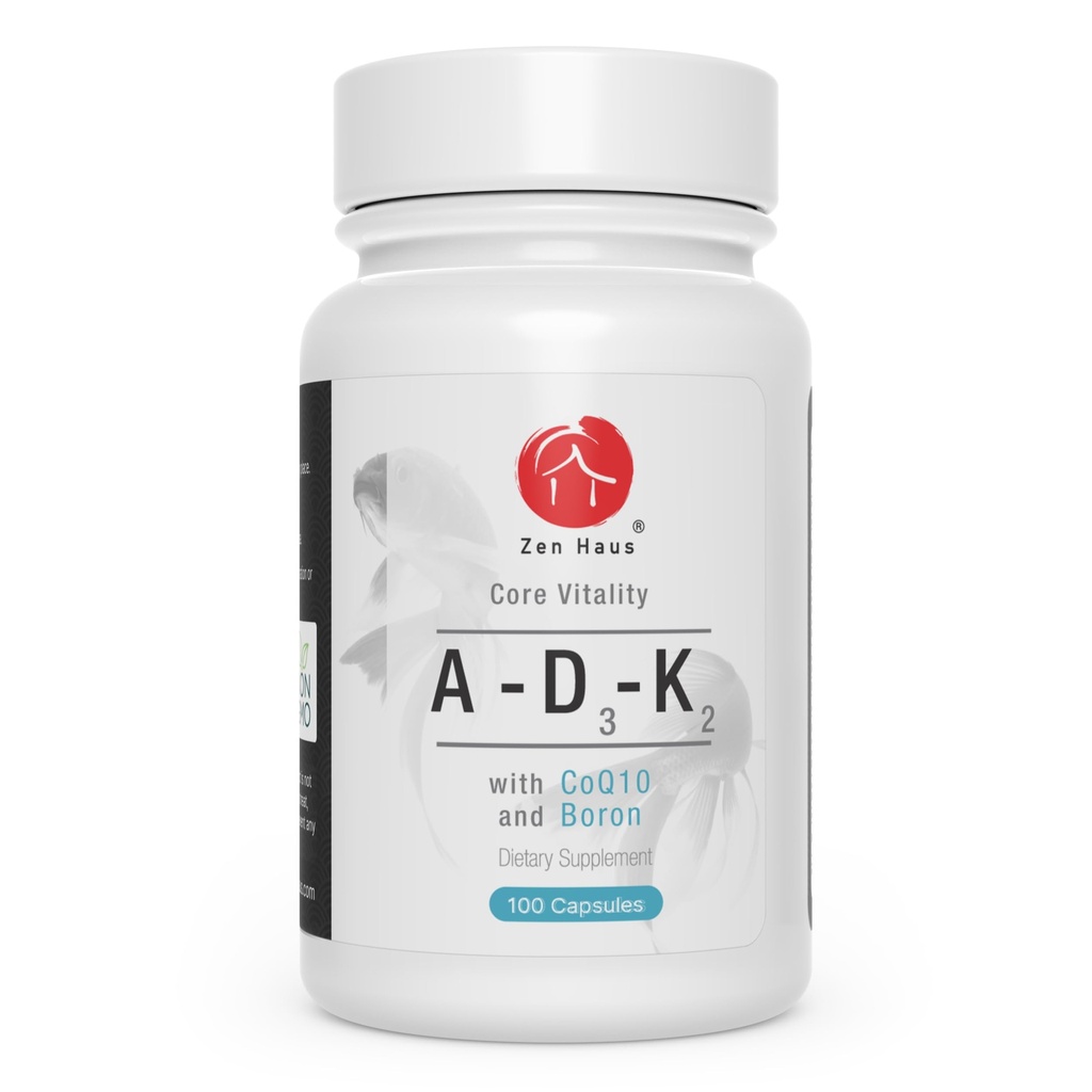 ADK doplněk vitamínu se síťovými antioxidanty - A, D3, K2 (MK-7 Non-Soy) a E s CoQ10 a alfa Lipoic acid - pro vizi, silné kosti a zuby, a imunitní podpora - D3 5000 iu komplex