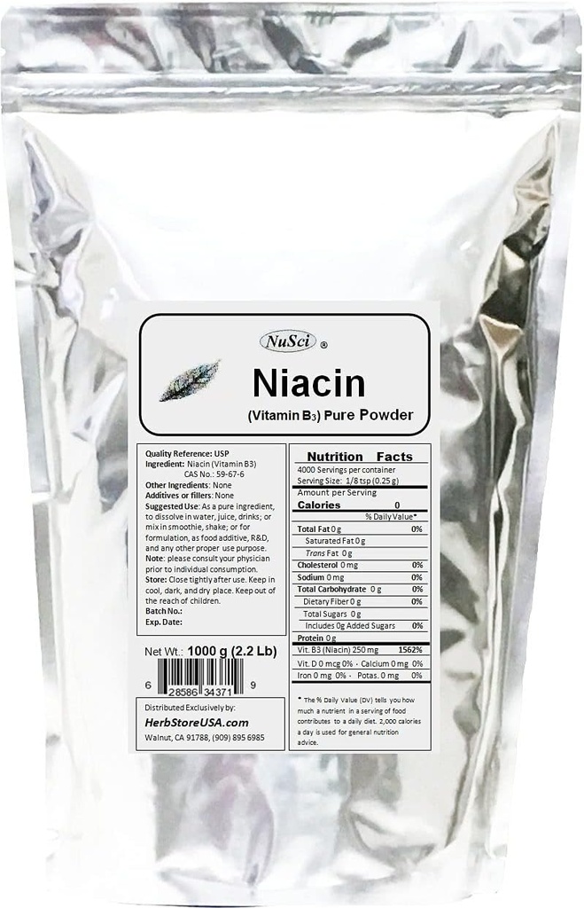 Niacin vitamin B3 čistý prášek (1000 gramů (2.2 lb))
