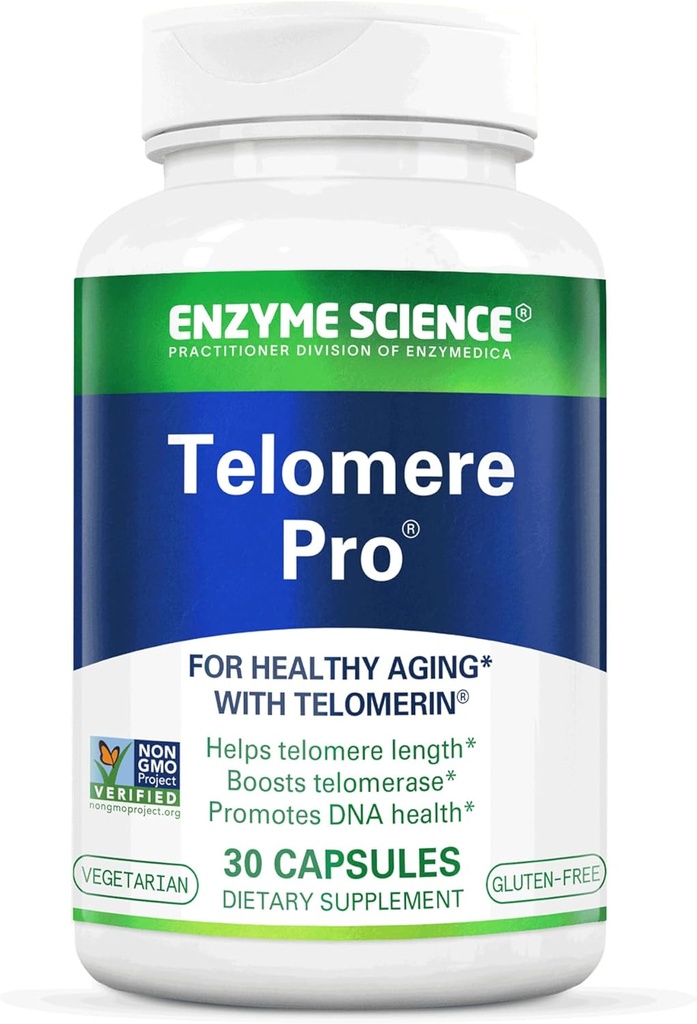 Enzyme Science Telemere Pro CLANE124; Podporuje buněčné zdraví, výroba energie, a zdravé stárnutí CLANE124; Vyrobeno s vitaminem D3, Rhoddiola a Astragalus CLANE124; přírodní doplněk telemerase, 30 Služeb