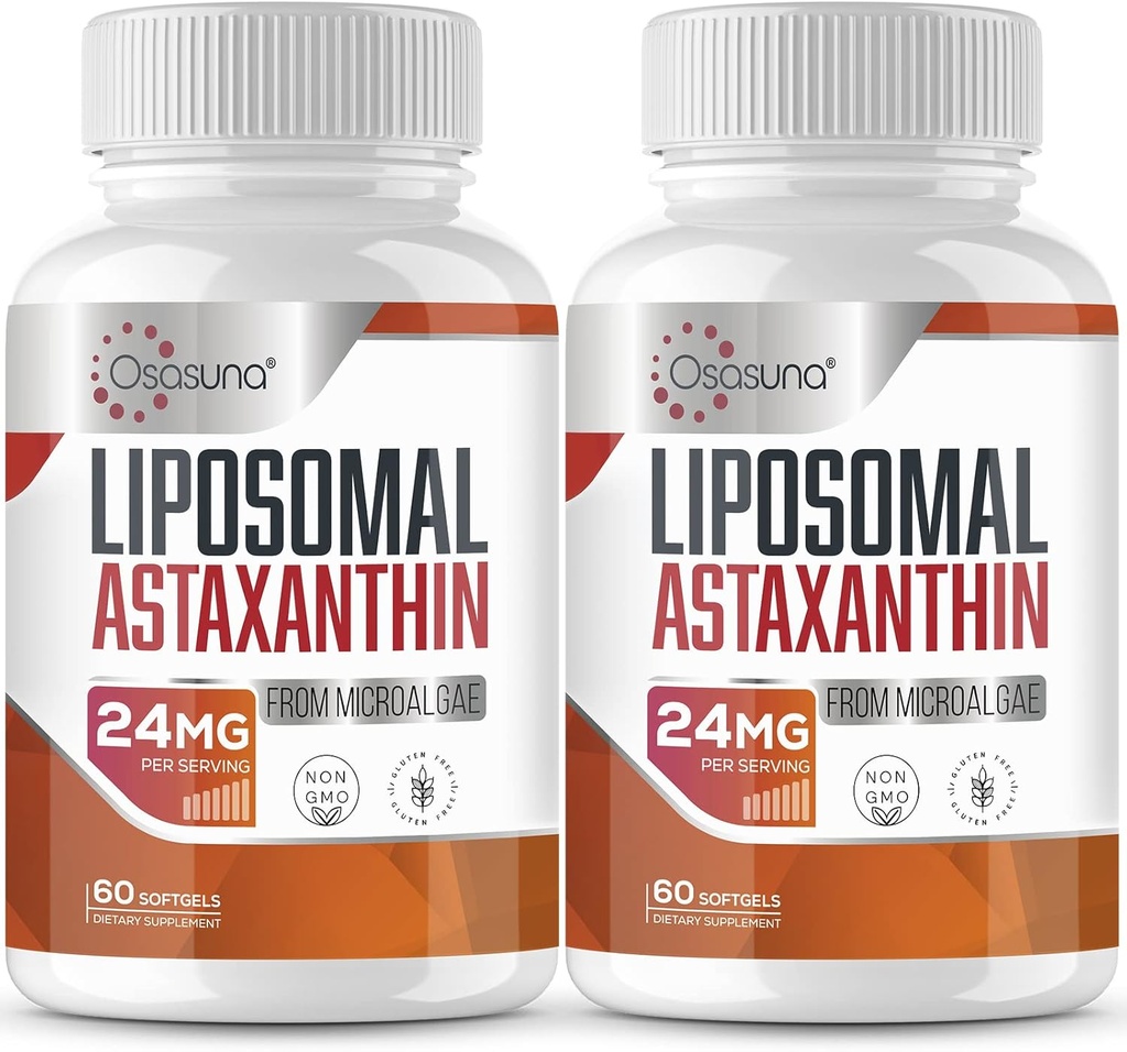 Lipozomální doplněk Astaxanthinu 24MG, maximální absorpce, antioxidační silnější než VIT C, non-GMO & gluten zdarma - 120 Softgels (4 měsíce dodávky)