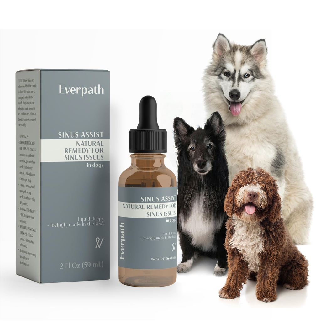 Everpath Sinus Support for Dogs - 2 Fluid Ounces / 60mls Out 124; USA Made OF 124; Podporuje Sinus zdraví a úlevy 124; Reliéf pro alergie, zácpa a akutní sinusitida OF 124; Přírodní řešení pro zvířata v zájmovém chovu