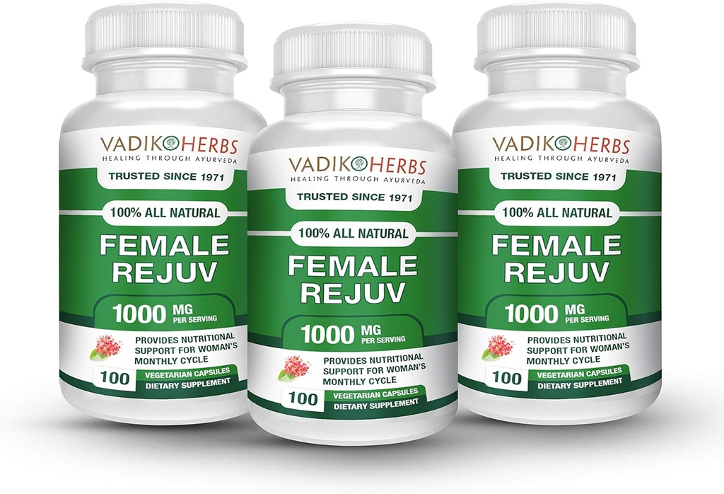 Žena Rejuv Vadik Byliny 124; Bylinné ošetření PMS Relief dodatek Premenstruační Cycle Support 124; Bylinné Formule Complex pro menstruační křeče a periody 124; Přirozená rovnováha Hormony (3 Pack)