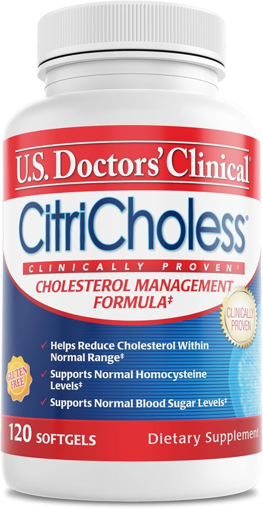 Clinical CitriCholess ® Clinically Proven Cholesterol Supplement with Bergamonte Citrus Extract & Vitamin C to Support Health Cholesterol Levels (120 Softgels - 2 měsíce dodávky)