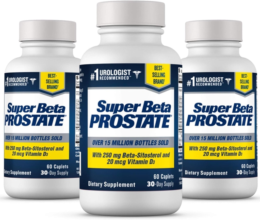 SUPER BETA PROSTÁTNÍ Supplement pro mužské zdraví - Snížit záchodové výlety, podporovat spánek, lepší bělidlo a zdravý stav, Beta Sitosterol - 60 Počet (balení po 3)