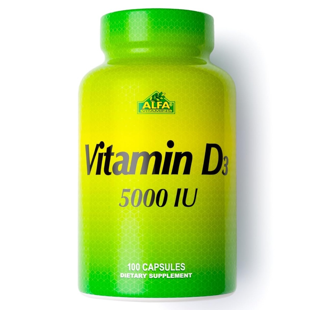 ALFA VITAMINS Vitamin D3 1000 IU dodatek, podporuje imunitní zdraví, absorpce vápníku, zdravé kosti & spony, dodatek stravy pro denní wellness, non GMO, gluten zdarma, 100 Kapsle
