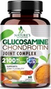 Glucosamine Chondroitin MSM 2100mg Complex - Dodatek pro společnou podporu pro společnou mobilitu a pohodlí pro muže a ženy s turmerickou & boswellia, Triple Strength Glucosamine doplňky - 60 Kapsle