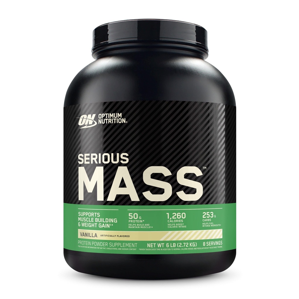Optimum Nutrition serious Mass, Weiner Gainer Protein Powder, Mass Gainer, Vitamin C a zink pro imunitní podporu, Creatine, Vanilla, 6 Pound (Balení květen Vary)