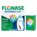 Flonáza Sensimist Alergie Relief Nasal Spray - Non- Drowsy 24HR Dlouhé Trvání Alergie Relief s Fine, Scent- Free Mist - 120 Spreys Plus Bonus Pack Tisses