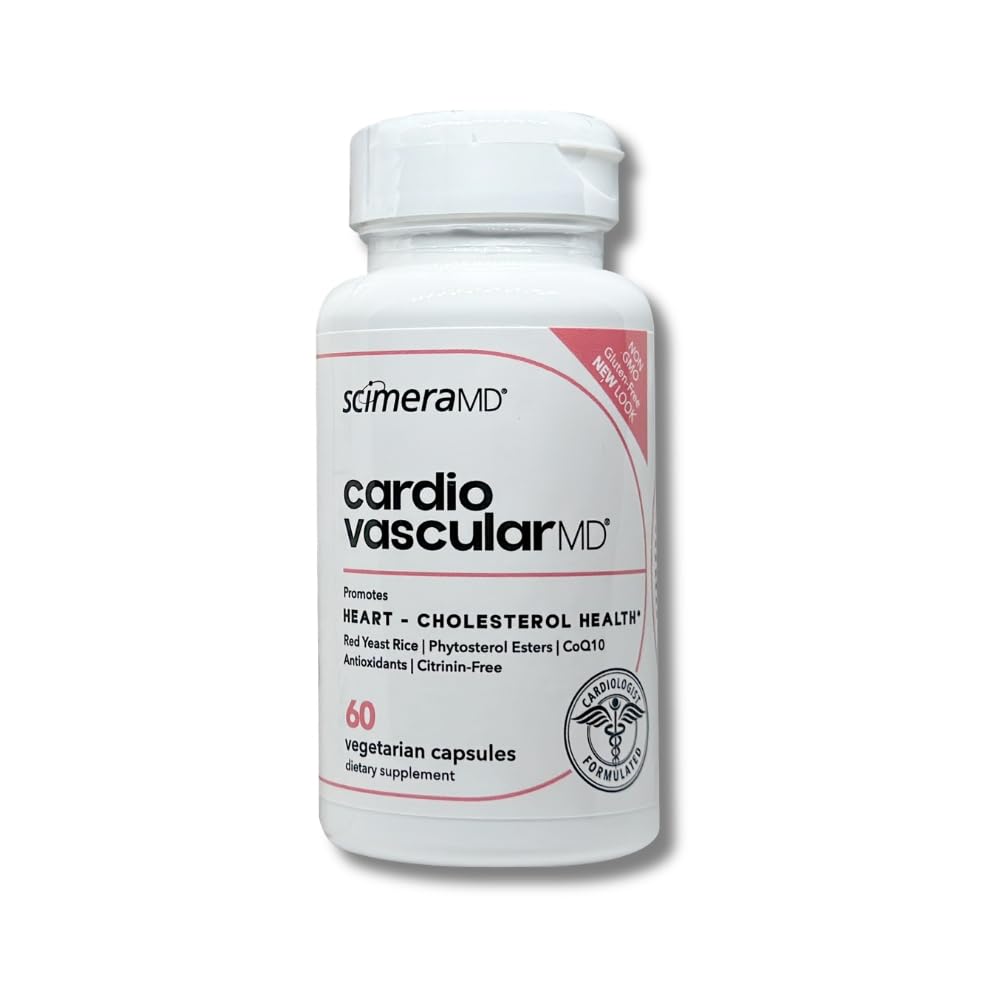 ScimeraMD ® CardiovascularMD Červený kvasinkový doplněk rýže s fytosterolem Ester a CoQ10 pro srdeční zdraví a Cholesterol Podpora, 60 CT