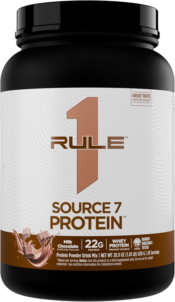 Pravidlo 1 Zdroj 7 Protein - Dekadentní příchuť, Velvety hladká textura, 22g Kdykoliv protein, a 10g Přirozeně Ocurring EAAs per Serving from 7 Premium sources (1,8 Pounds *, Mléčná čokoláda)