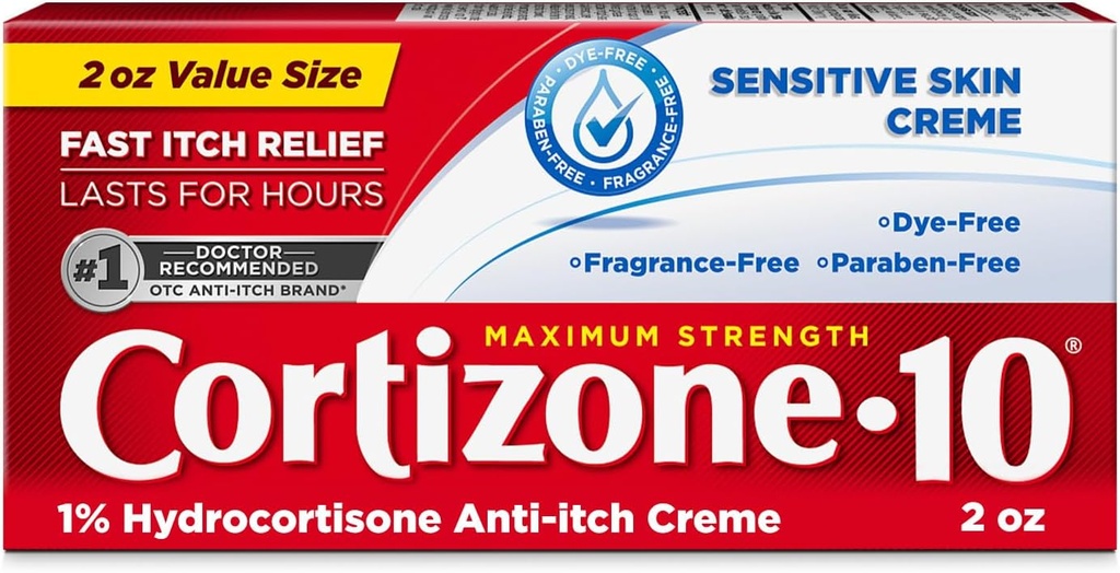 Kortizon 10 Maximální síla citlivá kůže Anti- Itch Cream, 1% Hydrokortizon, 2 oz.