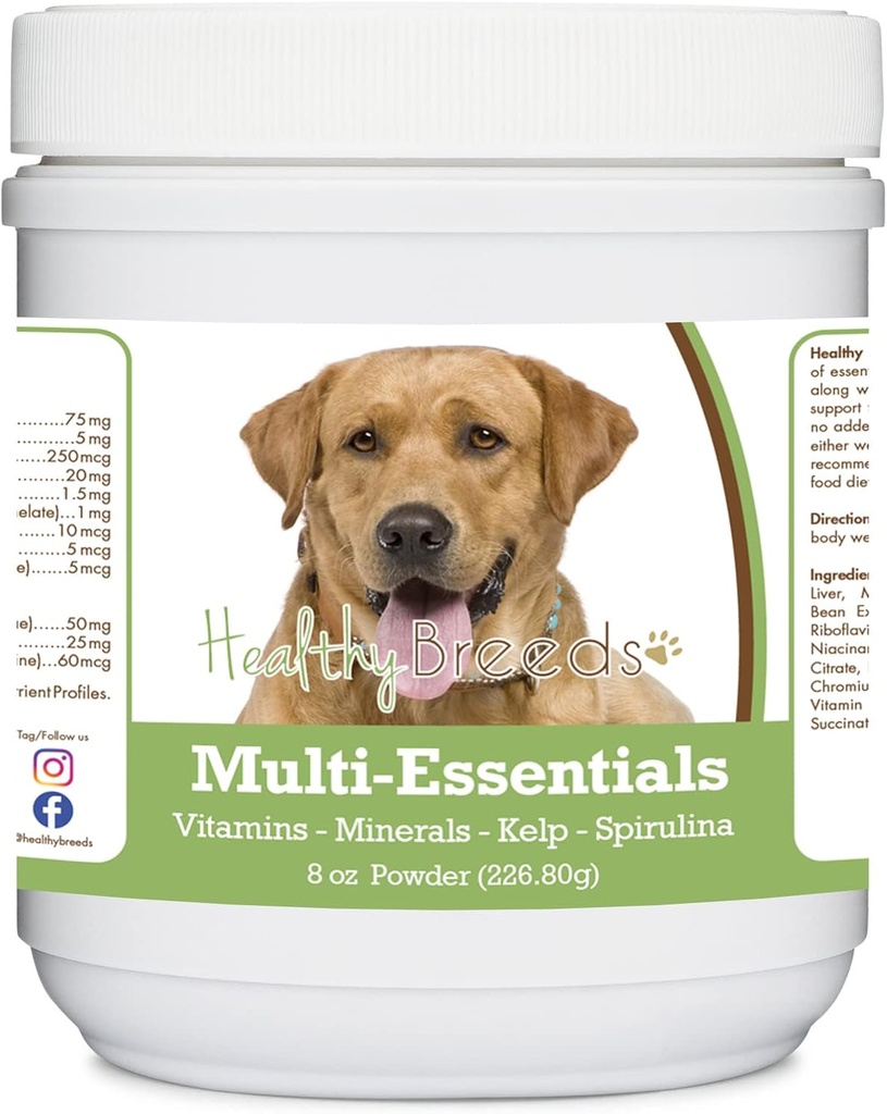 Zdravé Breeds Labrador Retriever, Golden, Multi- Essentials Powder for Dogs - ideální doplněk vitaminů, minerály a antioxidanty pro vašeho psa - 8 oz