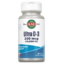 KAL Ultra Vitamin D3 10000 IU 250 mcg, High potency Vitamin D Tablety, Absorpce vápníku, Kostní zdraví a imunitní podpora Dodatek, Rychlé rozpuštění D- 3 Activabs, 120 Servings, 120 Tablety