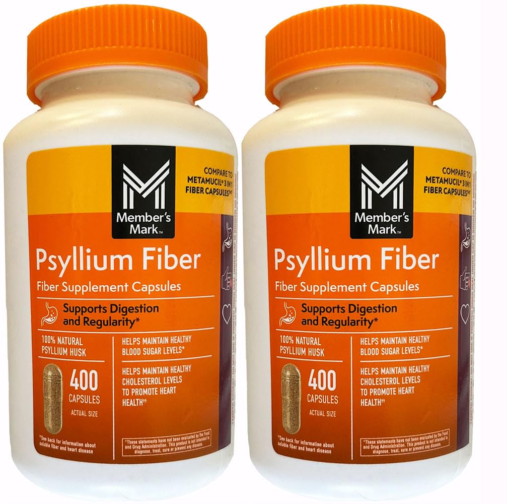 Člen Mark Fiber Kapsle 2Pack (400 Počet) Psylium Husk je # 1 Doctor- Doporučené Fiber Dodatek.