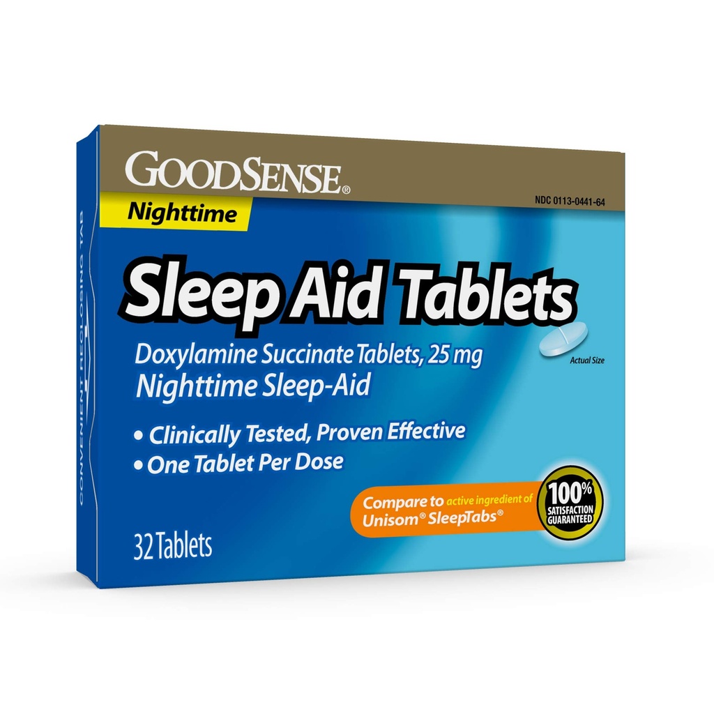 GoodSense Sleep Aid Doxylamine Succinate tablety, 25 mg, 32- count, Nighttime Sleep Aid, které vám pomohou usnout