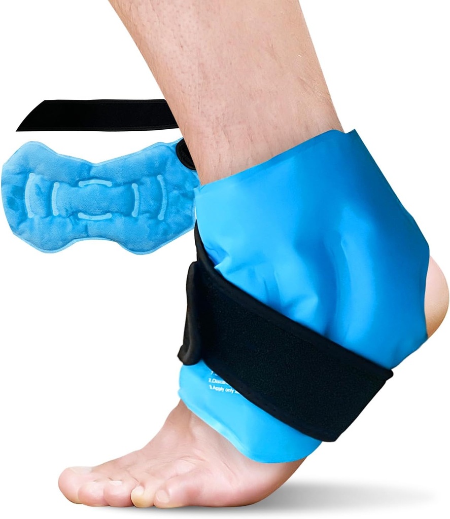 Ankle Ice Pack Wrap pro otoky, opakovaně použitelné gel Ice Pack pro kotníková zranění, studená kompresní terapie pro bolest nohou pomoc, Achilles Tendonitis, Plantar Fasciitis, Spreje