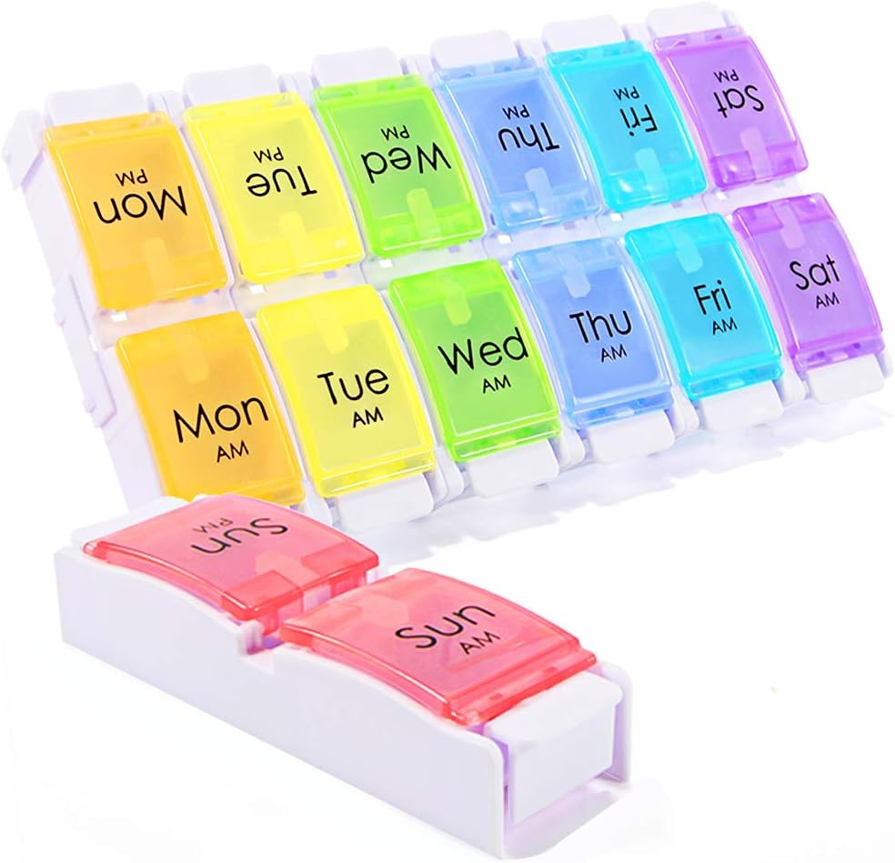 AM PM Pill Organizátor 2 krát denně, SZREDU Pill Box 7 Daily Medicine Pořadatel, Velký Pill Pořadatelé 7 Den, Týdenní dodatek Boxy a Organizátor 2 krát denně