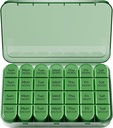 Odaro Weekly Pill Organizátor 4 krát denně, Denní Pill Box 7 Day, Velká cestovní Pill Pouzdro s 28 kompartmenty držet medicínu, vitamín a dodatek - Plná oliva