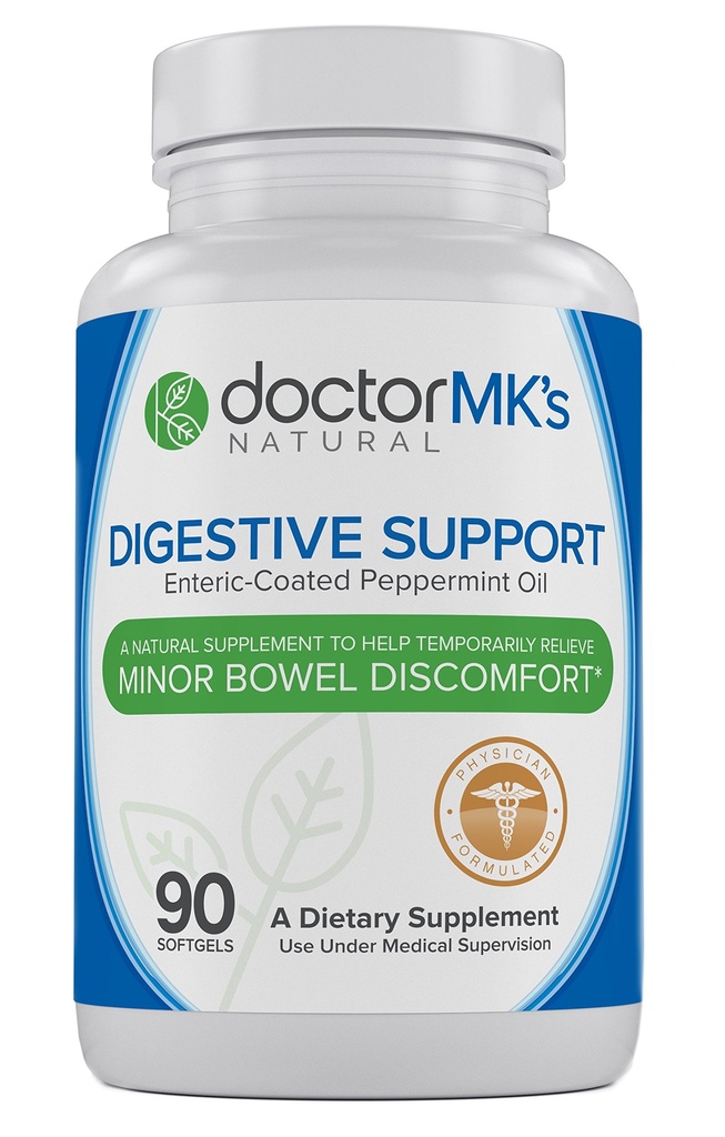 IBS Relief dodatek Doctor MK 's ®, 90 Kapsle Enteric Coated Peppermint Oil, Iritable Bowel syndrom, Digestive Support Formule