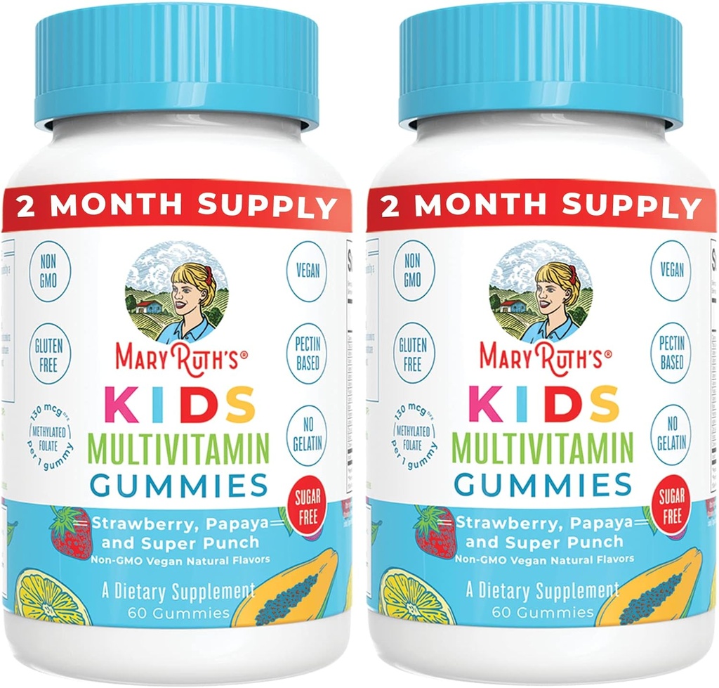 MaryRuth Organics Kids Multivitamine Gummies PHARMAN 124; 2 Měsíční dodávky PHARMAN 124; Sugar Free GARMAN 124; Kids & Toddlers Ages 2 + PHARMAL 124; Essential Vitamins C, D3, zink GARMAN 124; 60 Count GARMAN 124; 2 Pack