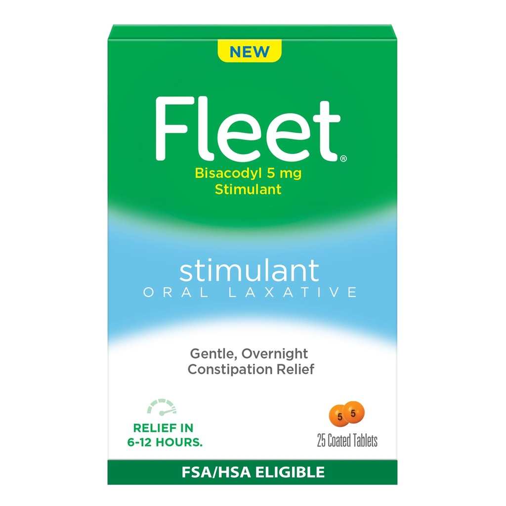 Fleet Oral Laxative Tablety pro noční zácpu Relief pro dospělé, Stimulant Laxative, 25 Počet