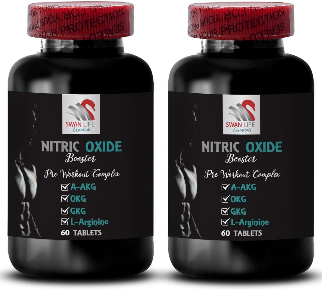 Oxid dusnatý doplňky pro muže - NITRIC OXIDE BOOSTER - L- Arginin, Podpora síly, Endurance booster, Cvičení doplněk, Výkon vzorec, Energie směs, Školení zaměření 2 Lahvička 120 Tablety